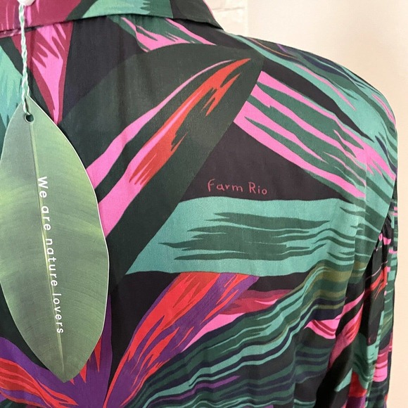 Farm Rio Midnight Leaves Lenzing Ecovero Viscose Midi Dress - Picture 9 of 11